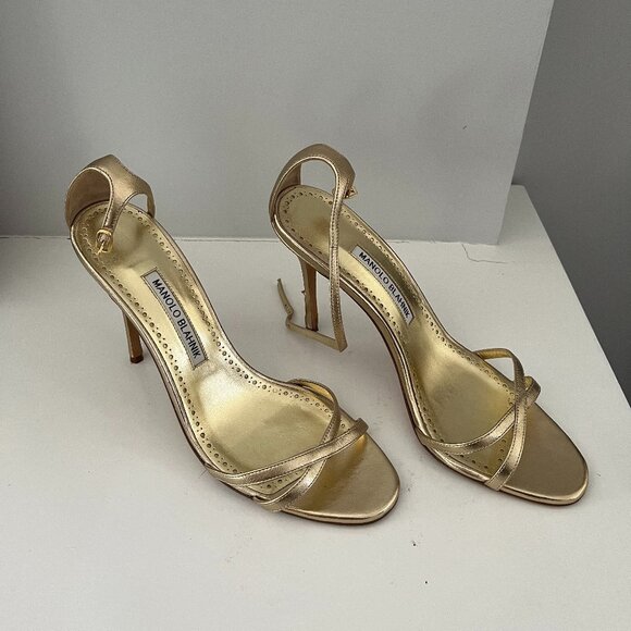 Manolo Blahnik Gold Heels (Size 39 EU ~ 8.5 US) - Picture 1 of 5